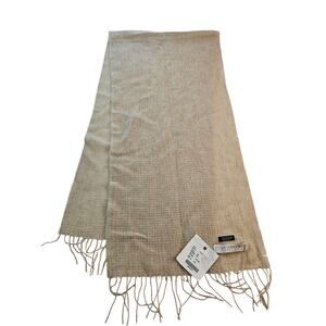 NWT Tanner pure cashmere loose knit frill scarf nuge beige made in Italy NEW